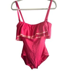Contours by Coco Reef Pink Ruffle One Piece Swimsuit Size 12/36C Underwire NEW